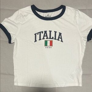 Hollister White and Blue Italia T-Shirt